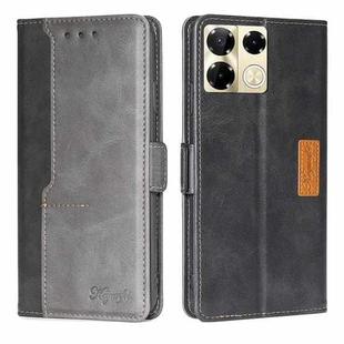 For Infinix Note 40 Pro 5G Contrast Color Side Buckle Leather Phone Case(Black + Grey)