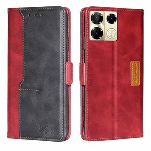 For Infinix Note 40 Pro 5G Contrast Color Side Buckle Leather Phone Case(Red + Black)