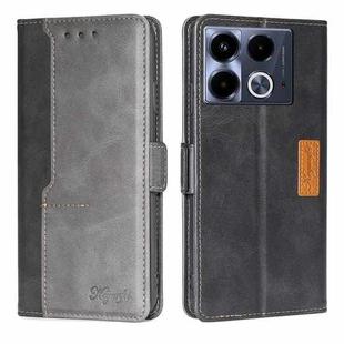 For Infinix Note 40 4G Contrast Color Side Buckle Leather Phone Case(Black + Grey)