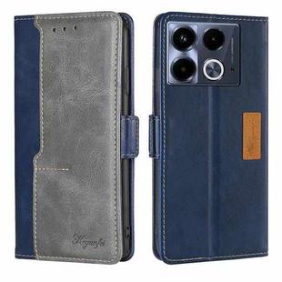 For Infinix Note 40 4G Contrast Color Side Buckle Leather Phone Case(Blue + Grey)