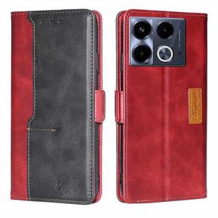 For Infinix Note 40 4G Contrast Color Side Buckle Leather Phone Case(Red + Black)