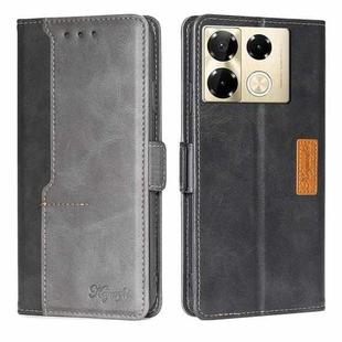 For Infinix Note 40 Pro 4G Contrast Color Side Buckle Leather Phone Case(Black + Grey)