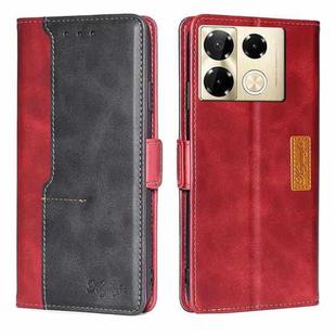 For Infinix Note 40 Pro 4G Contrast Color Side Buckle Leather Phone Case(Red + Black)