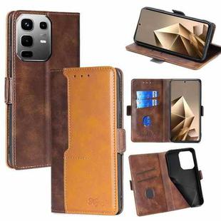 For Infinix Note 50 4G Contrast Color Side Buckle Leather Phone Case(Dark Brown + Gold)