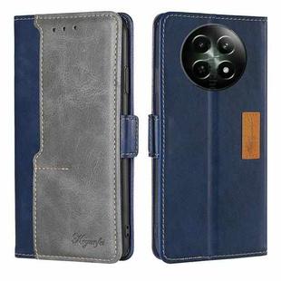 For Realme 12 5G Contrast Color Side Buckle Leather Phone Case(Blue + Grey)