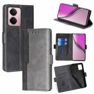 For Realme P3 Pro 5G Global Contrast Color Side Buckle Leather Phone Case(Black + Grey)