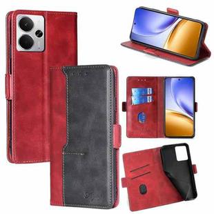 For Realme 14 5G Global Contrast Color Side Buckle Leather Phone Case(Red + Black)