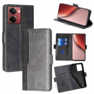 For Realme P3 Ultra 5G Contrast Color Side Buckle Leather Phone Case(Black + Grey)