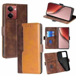 For Realme P3 Ultra 5G Contrast Color Side Buckle Leather Phone Case(Dark Brown + Gold)