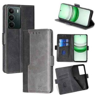 For Realme C71 4G Contrast Color Side Buckle Leather Phone Case(Black + Grey)