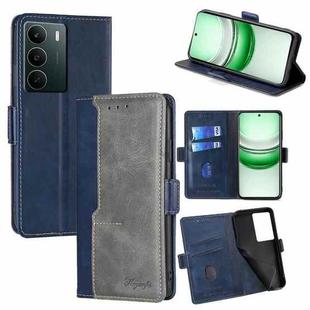 For Realme C71 4G Contrast Color Side Buckle Leather Phone Case(Blue + Grey)