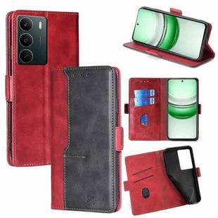 For Realme C71 4G Contrast Color Side Buckle Leather Phone Case(Red + Black)