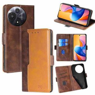 For TCL 60R 5G Contrast Color Side Buckle Leather Phone Case(Dark Brown + Gold)