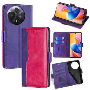 For TCL 60R 5G Contrast Color Side Buckle Leather Phone Case(Purple + Rose Red)