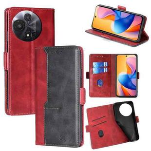 For TCL 60R 5G Contrast Color Side Buckle Leather Phone Case(Red + Black)