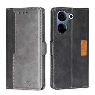 For Tecno Camon 20 Pro 4G Contrast Color Side Buckle Leather Phone Case(Black + Grey)