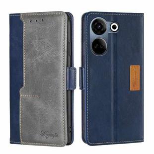 For Tecno Camon 20 Pro 4G Contrast Color Side Buckle Leather Phone Case(Blue + Grey)
