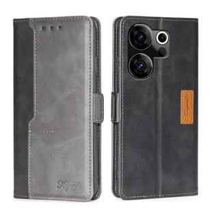 For Tecno Camon 20 Premier 5G Contrast Color Side Buckle Leather Phone Case(Black + Grey)