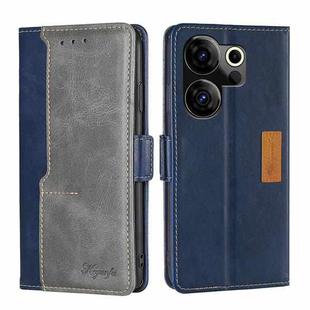 For Tecno Camon 20 Premier 5G Contrast Color Side Buckle Leather Phone Case(Blue + Grey)