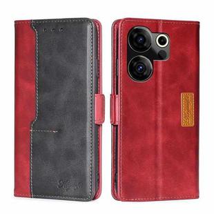 For Tecno Camon 20 Premier 5G Contrast Color Side Buckle Leather Phone Case(Red + Black)