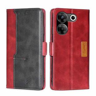 For Tecno Camon 20 Pro 5G Contrast Color Side Buckle Leather Phone Case(Red + Black)