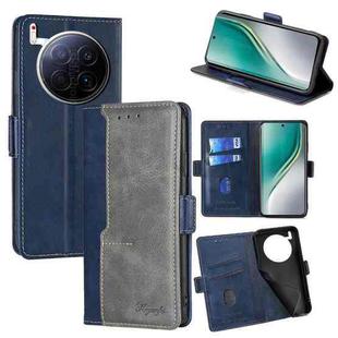For Tecno Camon 40 Premier 5G Contrast Color Side Buckle Leather Phone Case(Blue + Grey)