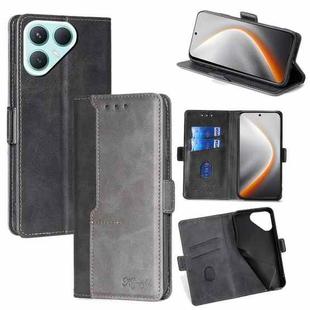 For Tecno Pova 7 Pro Contrast Color Side Buckle Leather Phone Case(Black + Grey)