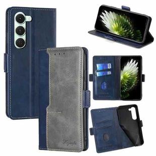 For Tecno Spark 40 Pro 4G Contrast Color Side Buckle Leather Phone Case(Blue + Grey)