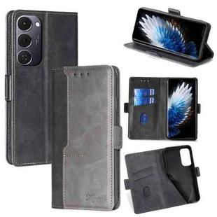 For Tecno Spark 40 Pro+ 4G Contrast Color Side Buckle Leather Phone Case(Black + Grey)
