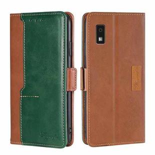 For Sharp Aqous Wish 3 Contrast Color Side Buckle Leather Phone Case(深棕+金色)