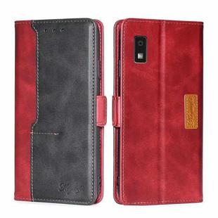 For Sharp Aqous Wish 3 Contrast Color Side Buckle Leather Phone Case(Red + Black)