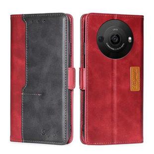 For Sharp Aquos R8 Pro SH-51D Contrast Color Side Buckle Leather Phone Case(Red + Black)