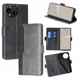 For Sharp Aquos R10 Contrast Color Side Buckle Leather Phone Case(Black + Grey)