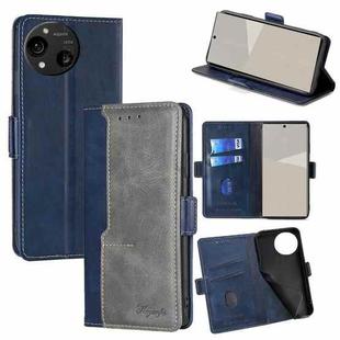 For Sharp Aquos R10 Contrast Color Side Buckle Leather Phone Case(Blue + Grey)