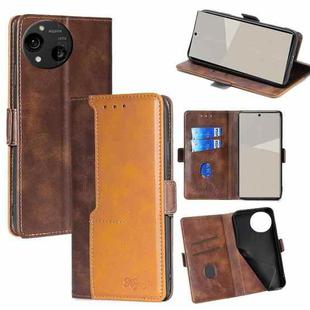 For Sharp Aquos R10 Contrast Color Side Buckle Leather Phone Case(Dark Brown + Gold)
