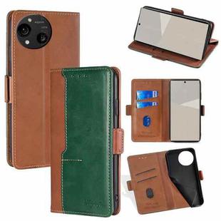 For Sharp Aquos R10 Contrast Color Side Buckle Leather Phone Case(Light Brown + Green)