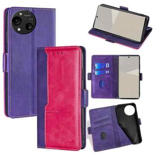 For Sharp Aquos R10 Contrast Color Side Buckle Leather Phone Case(Purple + Rose Red)