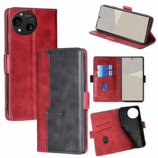 For Sharp Aquos R10 Contrast Color Side Buckle Leather Phone Case(Red + Black)