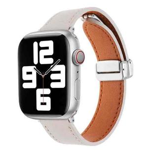 For Apple Watch 8 41mm Magnetic Buckle Skin Feel Leather Watch Band(Apricot)