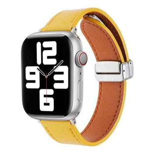 For Apple Watch SE 2022 40mm Magnetic Buckle Skin Feel Leather Watch Band(Yellow)