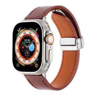 For Apple Watch Ultra 2 49mm Magnetic Buckle Skin Feel Leather Watch Band(Wine Red)