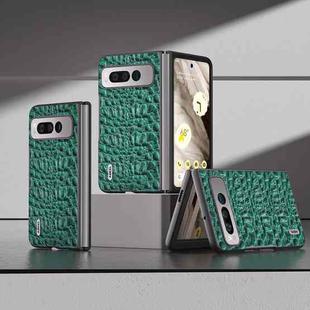 For Google Pixel Fold ABEEL Genuine Leather Sky Series Black Edge Phone Case(Green)