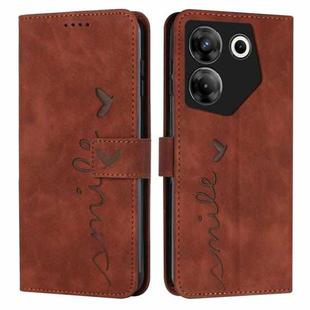 For Tecno Camon 20 Pro 5G Skin Feel Heart Pattern Leather Phone Case(Brown)