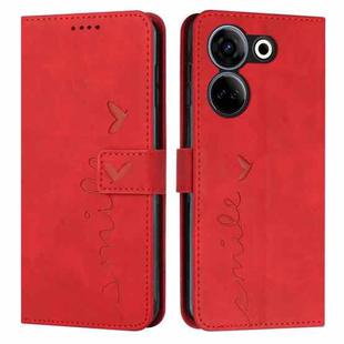 For Tecno Camon 20/Camon 20 Pro 4G Skin Feel Heart Pattern Leather Phone Case(Red)