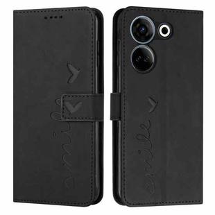 For Tecno Camon 20/Camon 20 Pro 4G Skin Feel Heart Pattern Leather Phone Case(Black)