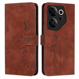 For Tecno Camon 20 Premier Skin Feel Heart Pattern Leather Phone Case(Brown)