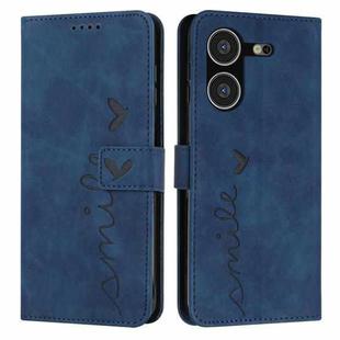 For Tecno Pova 5 4G Skin Feel Heart Pattern Leather Phone Case(Blue)