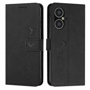 For Tecno Pova Neo 3 Skin Feel Heart Pattern Leather Phone Case(Black)