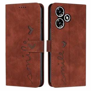 For Infinix Hot 30 Skin Feel Heart Pattern Leather Phone Case(Brown)