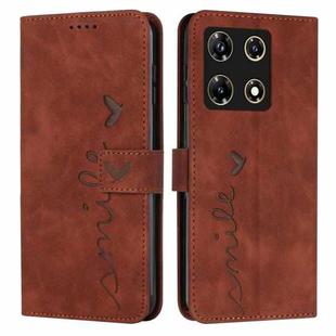 For Infinix Note 30 Pro Skin Feel Heart Pattern Leather Phone Case(Brown)
